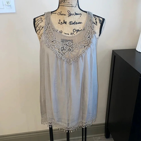 GIUSY silk top with lace - Picture 1 of 5